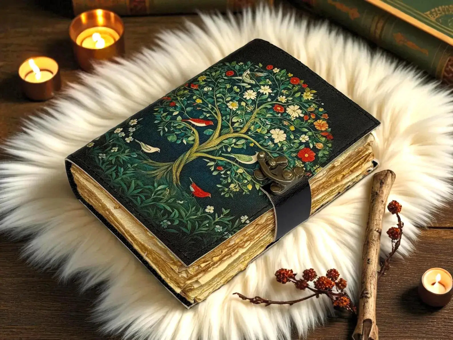 Celestial Tree of Life Leather Journal | Handmade Grimoire