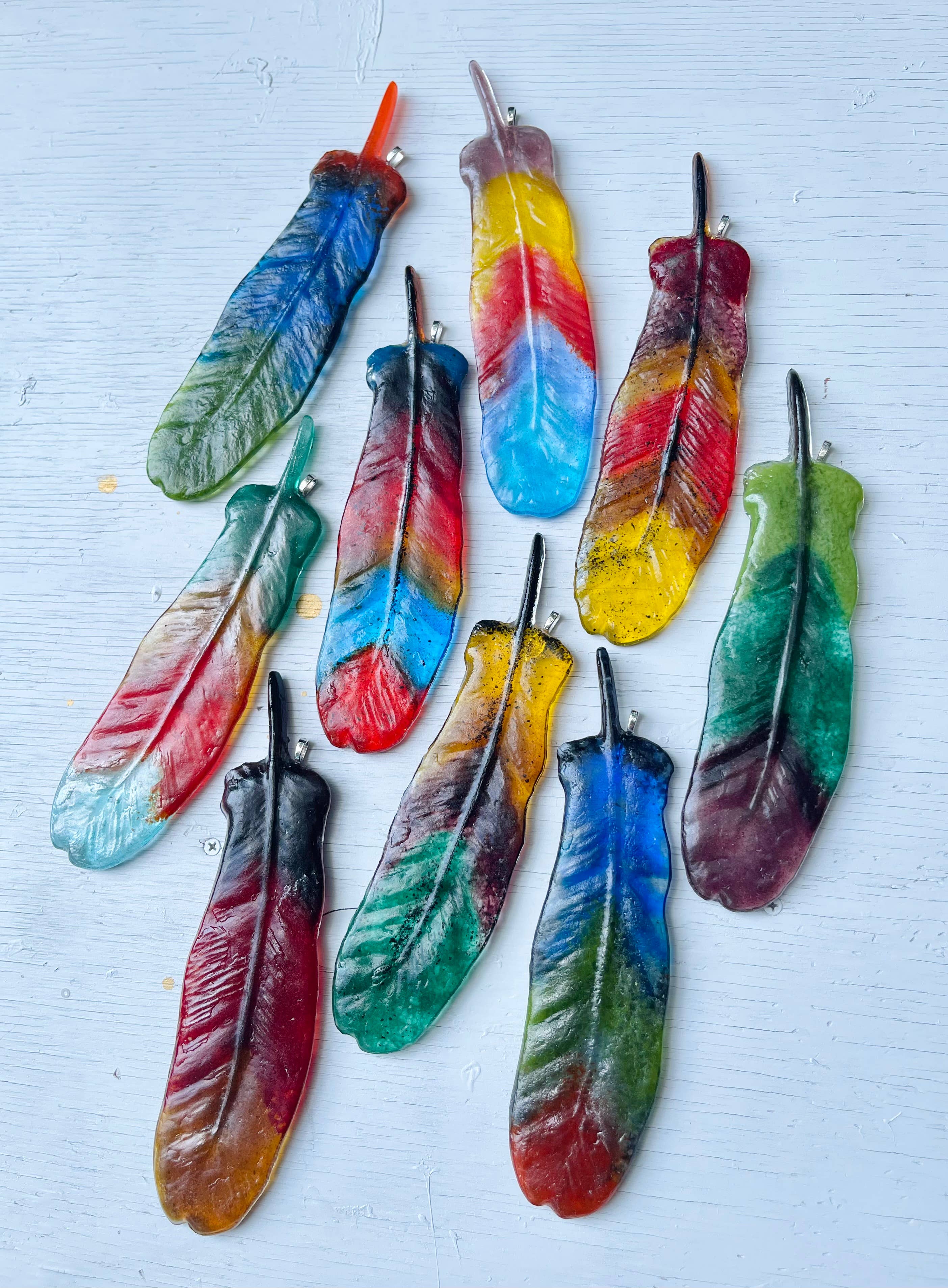 Feather Suncatcher / Ornament - Fused Glass - Boho