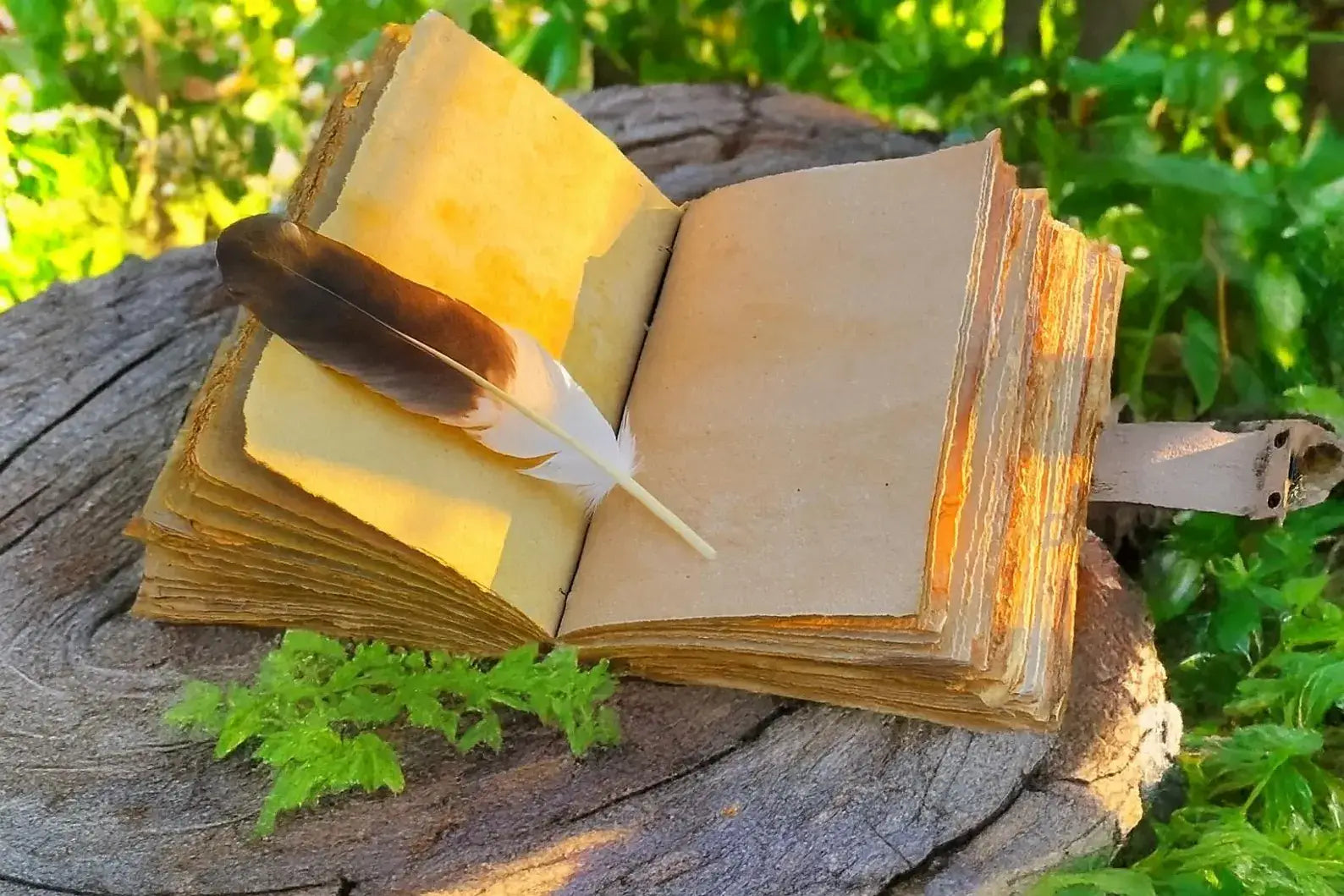 Owl Leather Journal with Moon Design Handmade Grimoire