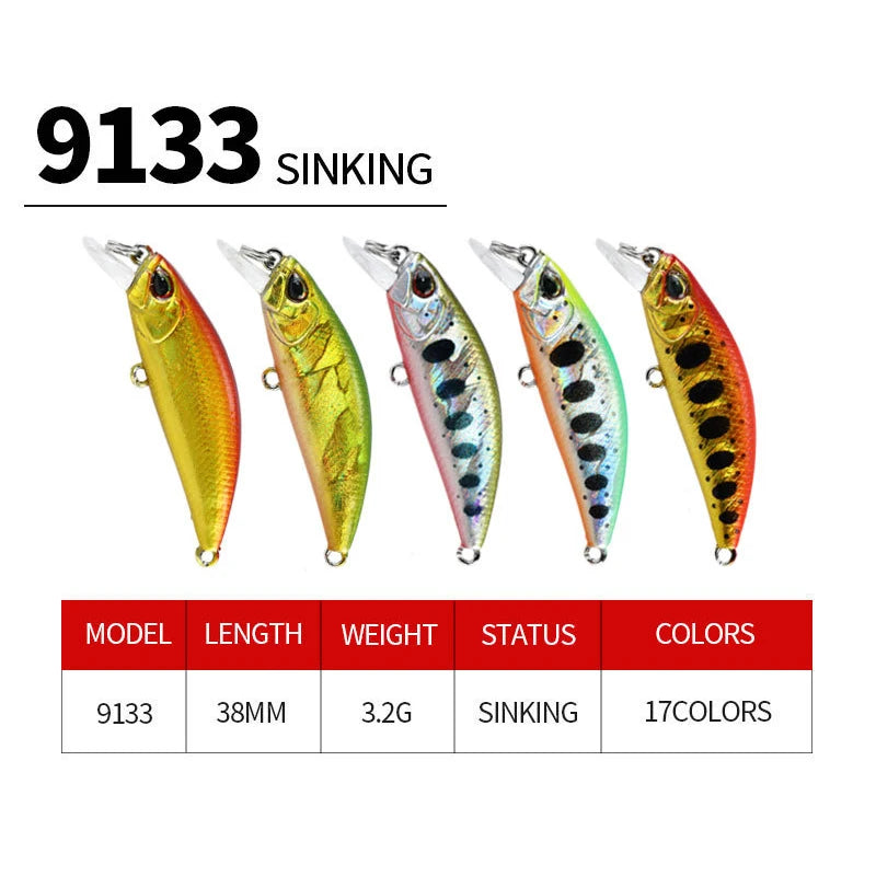 2022 Hot 38Mm 3.2G Mini Sinking Minnow Fishing Lures Jerk Baits