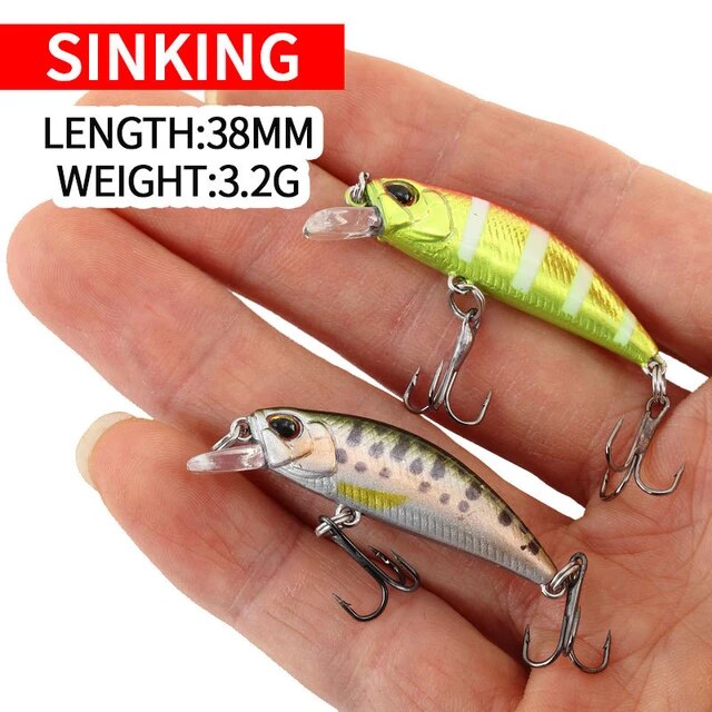 2022 Hot 38Mm 3.2G Mini Sinking Minnow Fishing Lures Jerk Baits