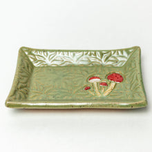 Load image into Gallery viewer, Mushroom Design Handmade, in Ohio, Ceramic Green Trinket Dis
