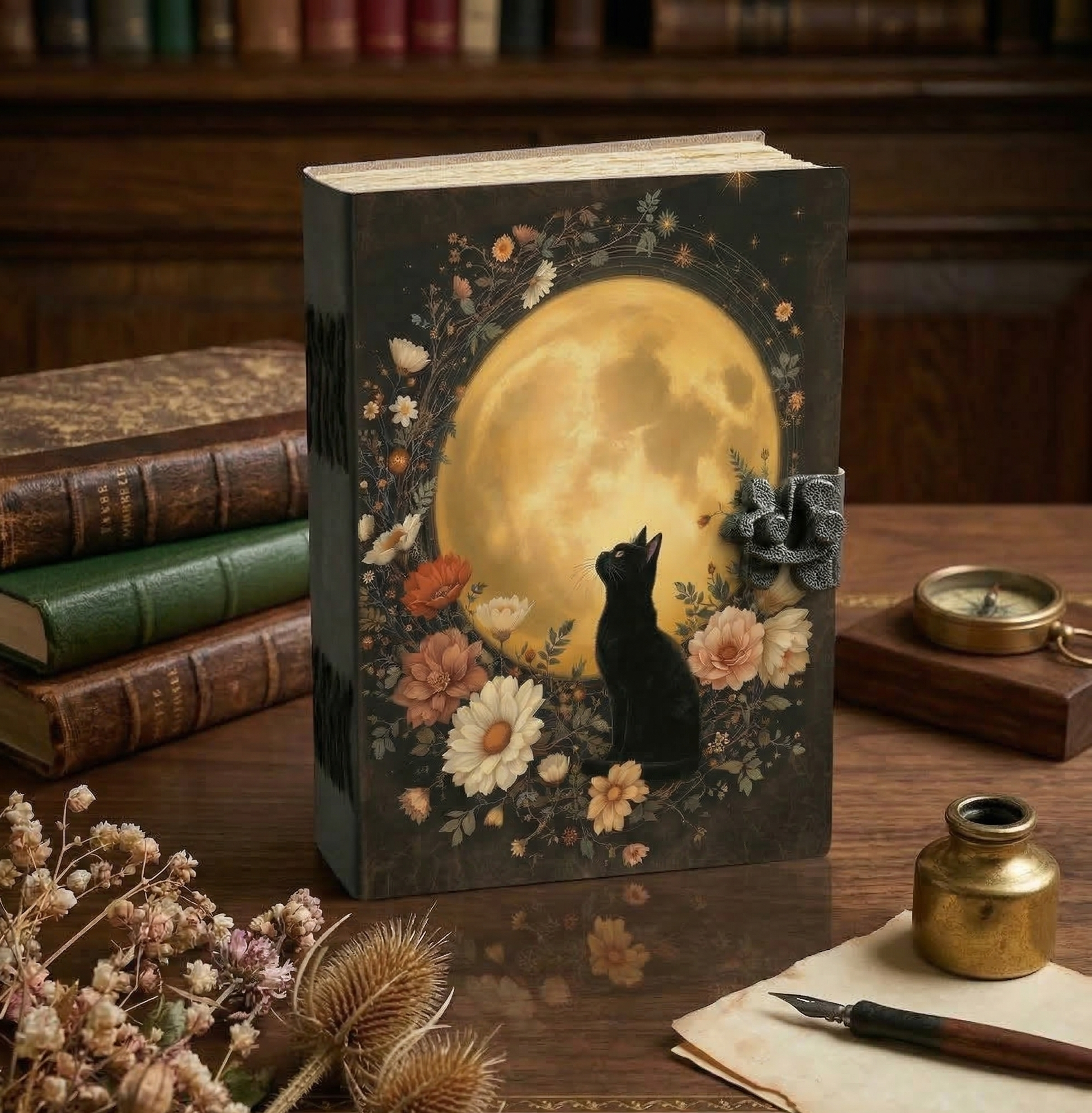 Cat Leather Grimoire Journal