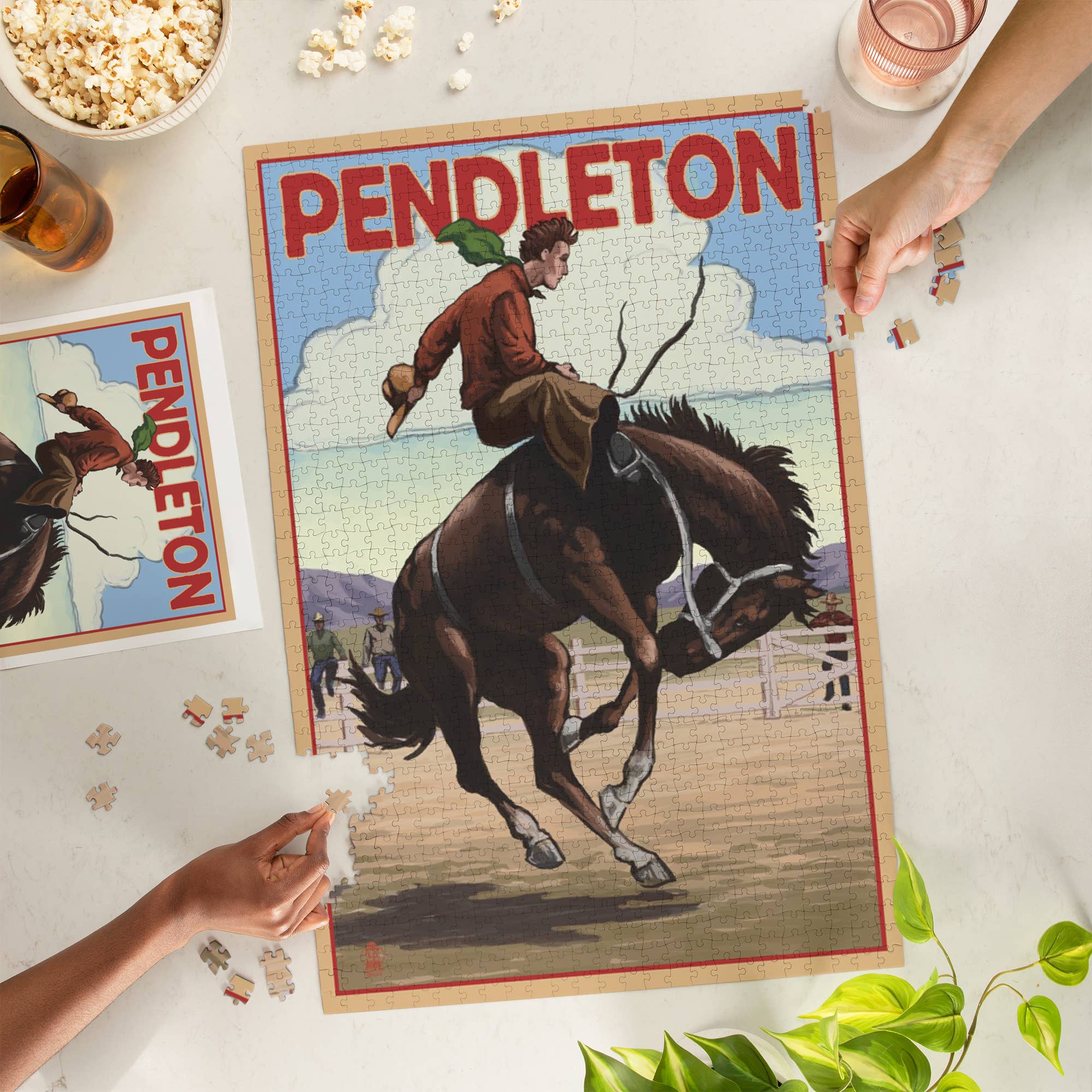 1000 PIECE PUZZLE Pendleton, Oregon, Bucking Bronco