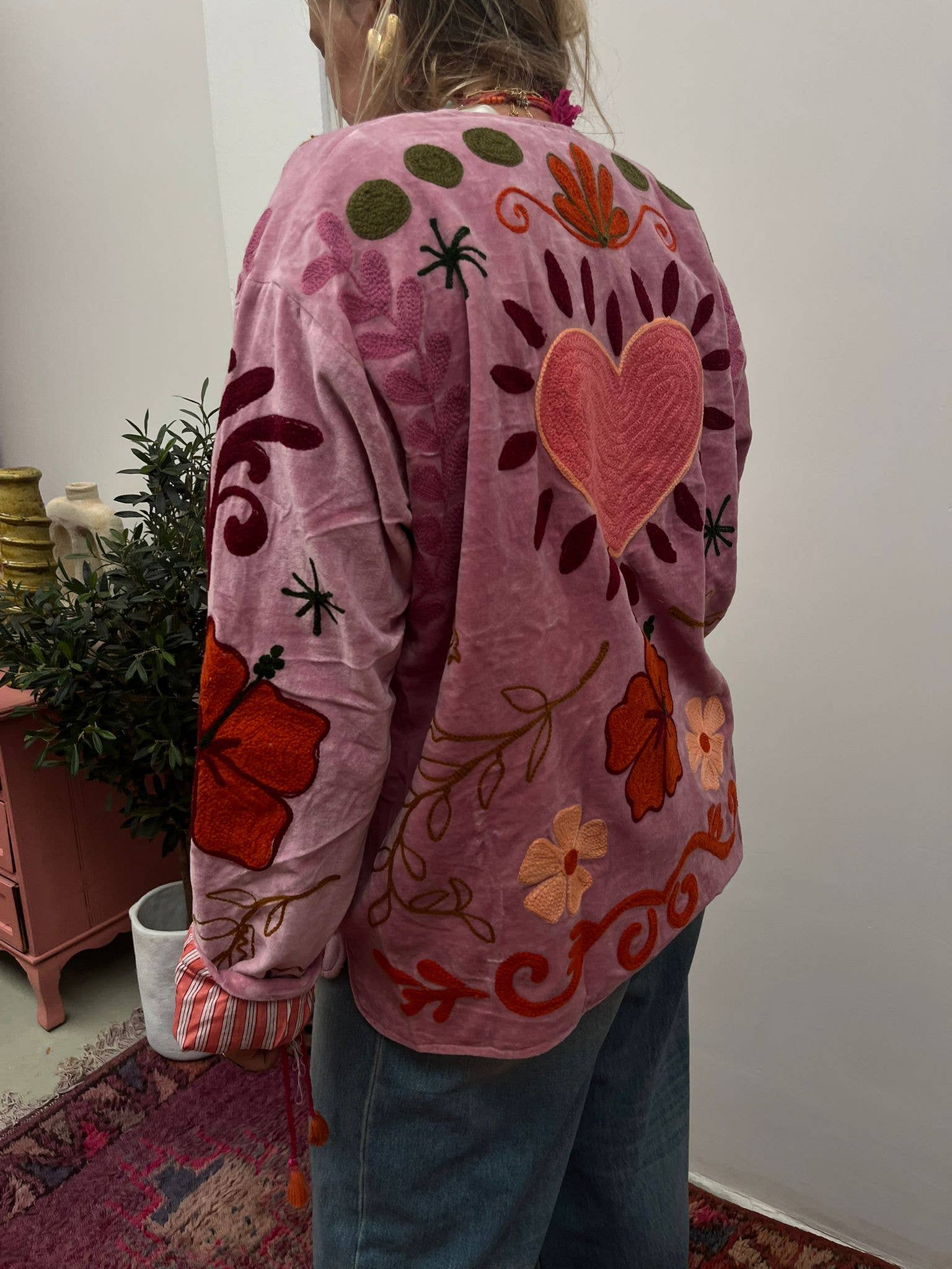 Fluwelen Jasje Hart Roze
