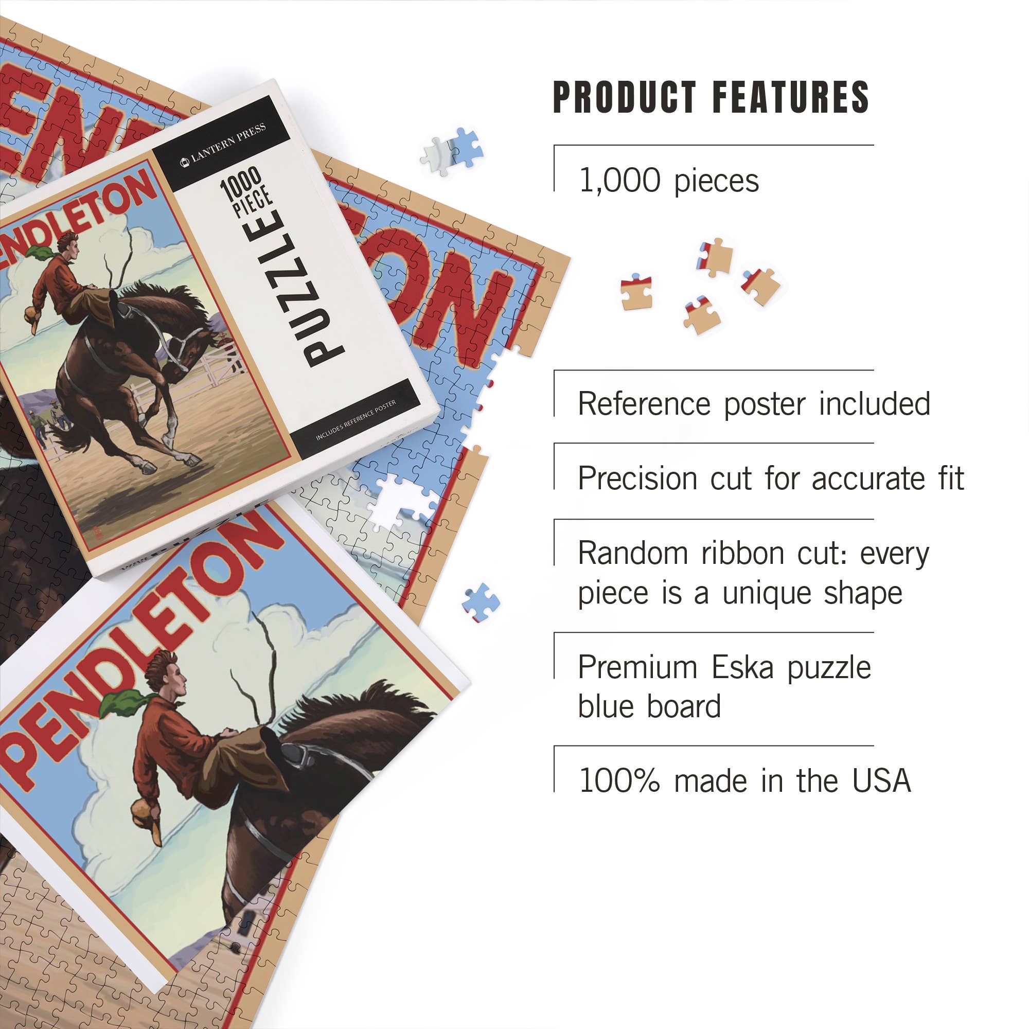 1000 PIECE PUZZLE Pendleton, Oregon, Bucking Bronco