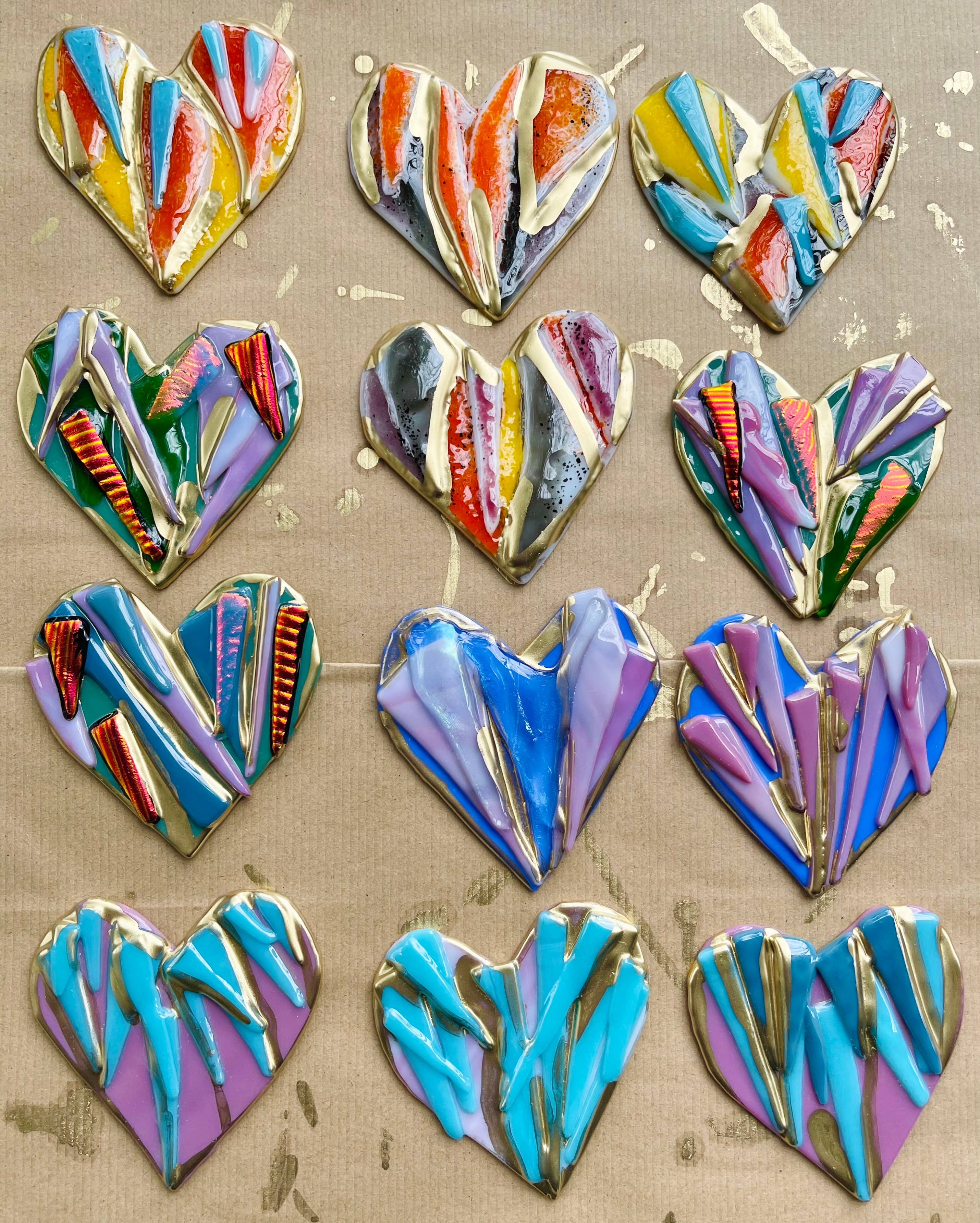 4.5" Glass Graffiti Heart - Assort  - Ornament - Valentine  