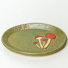 Load image into Gallery viewer, Mushroom Design Handmade, in Ohio, Ceramic Green Oval Trinke

