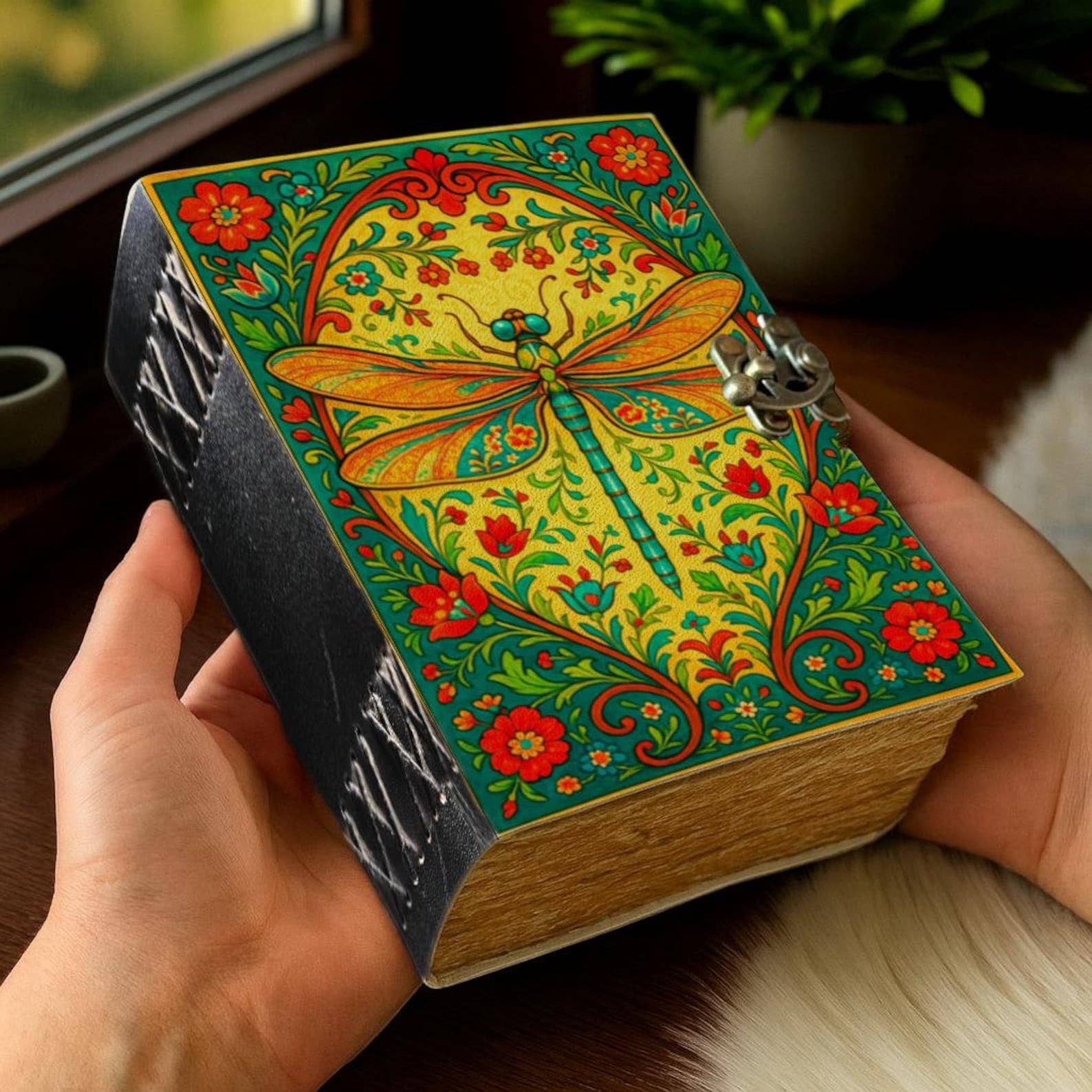 Bright Dragonfly Leather Journal
