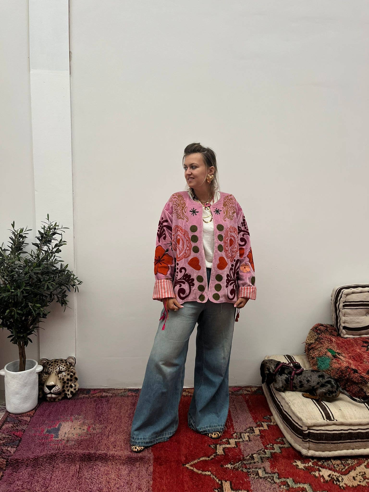 Fluwelen Jasje Hart Roze