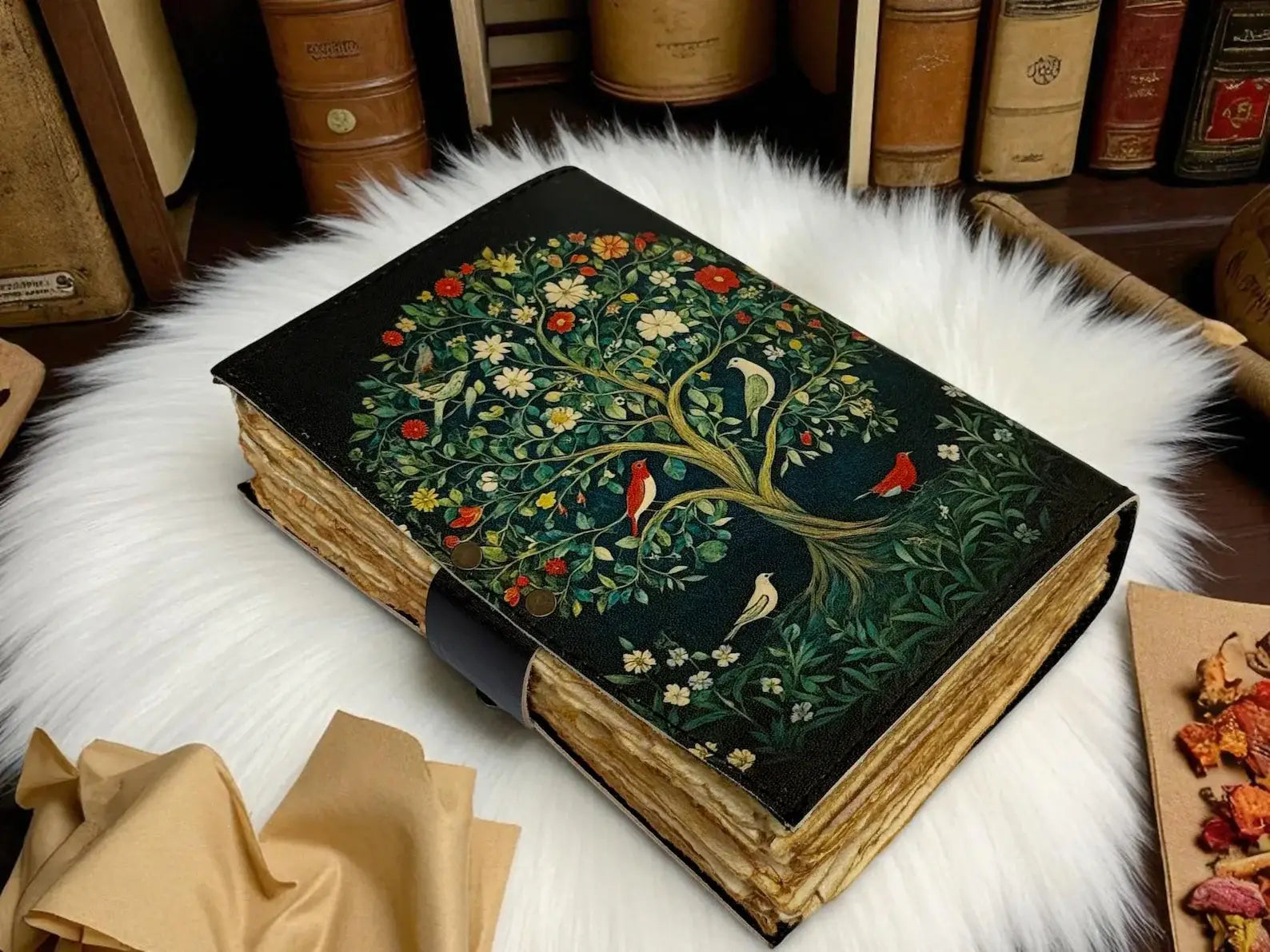 Celestial Tree of Life Leather Journal | Handmade Grimoire