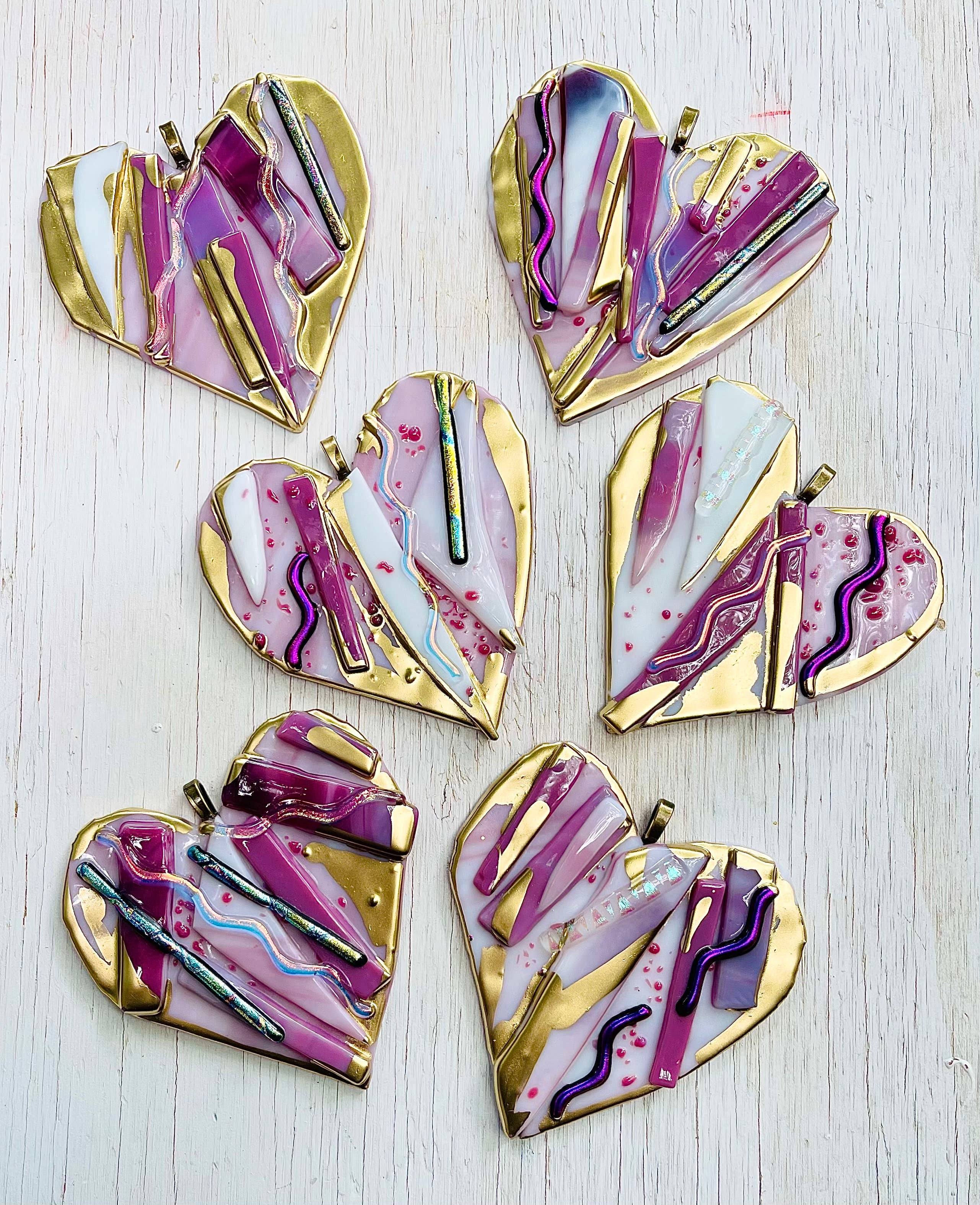 4.5" Glass Graffiti Heart - Assort  - Ornament - Valentine  