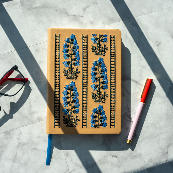 Delphinium Flower Hardbound Embroidered Notebook