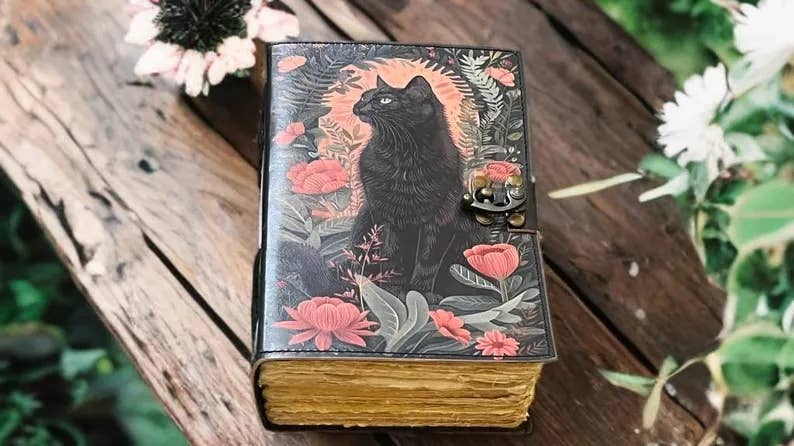 Cat Printed Vintage Leather Journal for Men & Women 200 Page