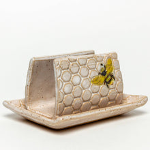 Load image into Gallery viewer, Bee Pattern Handmade Ceramic White Kitchen Sponge Holder Bee
