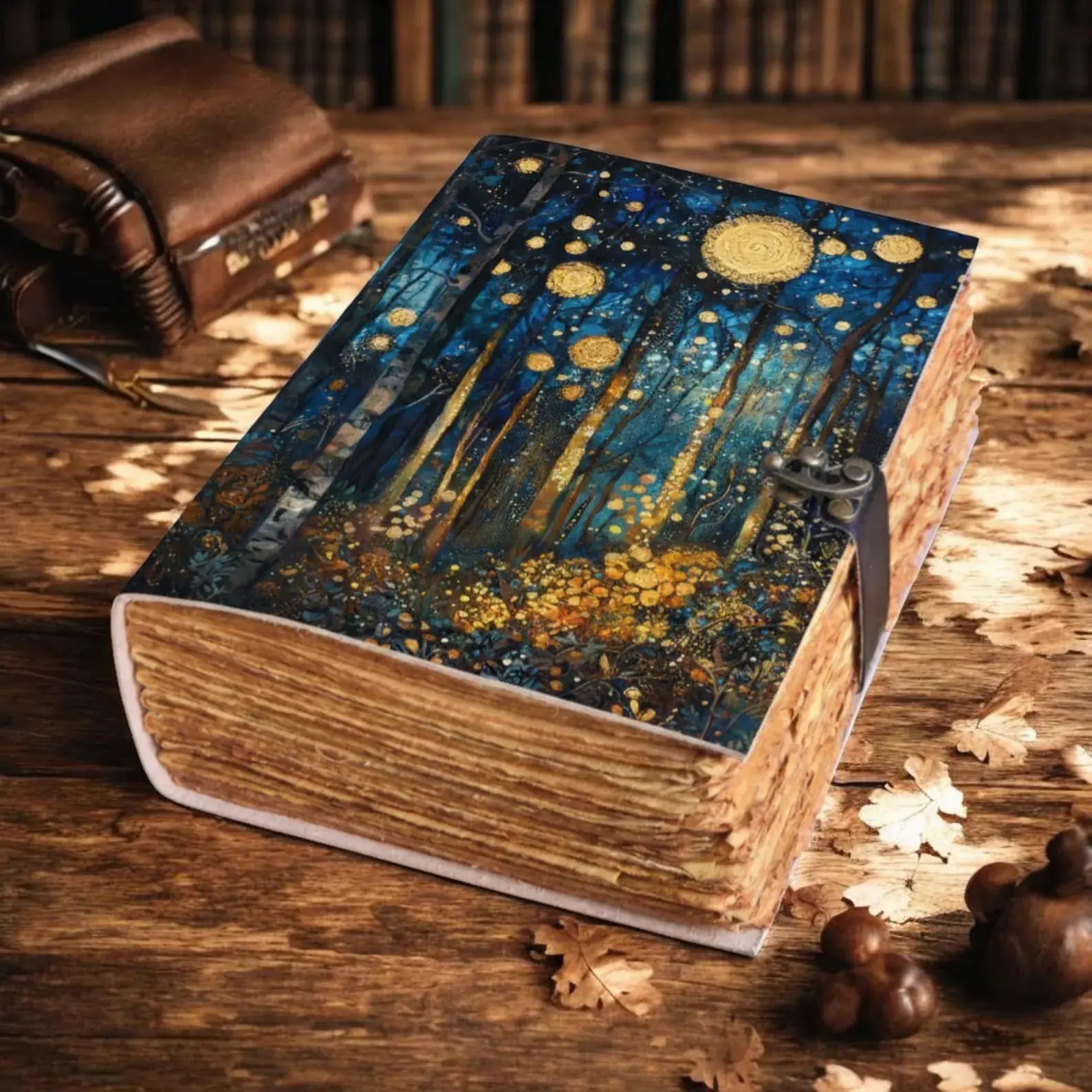 Handmade Leather Grimoire Journal: Orbs, Spell Book