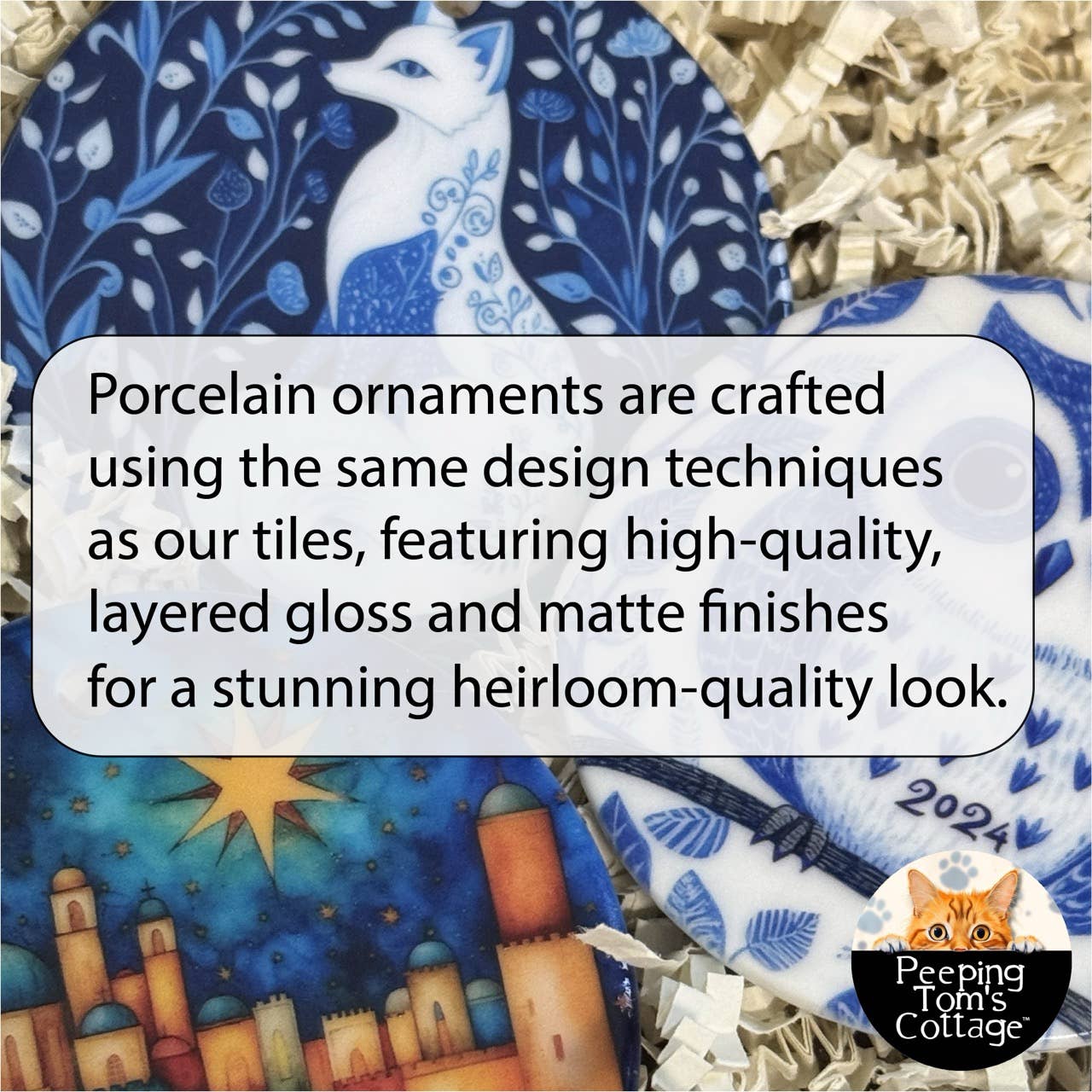 Cardinal Christmas Ornament – Porcelain Stained Glass Look – Double Sided – Sold Individually or as Set of 7: Cardinal Ornament #1