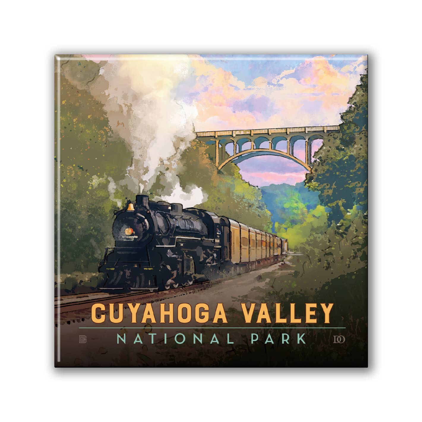 Cuyahoga NP Historic Railway Sq Metal Magnet
