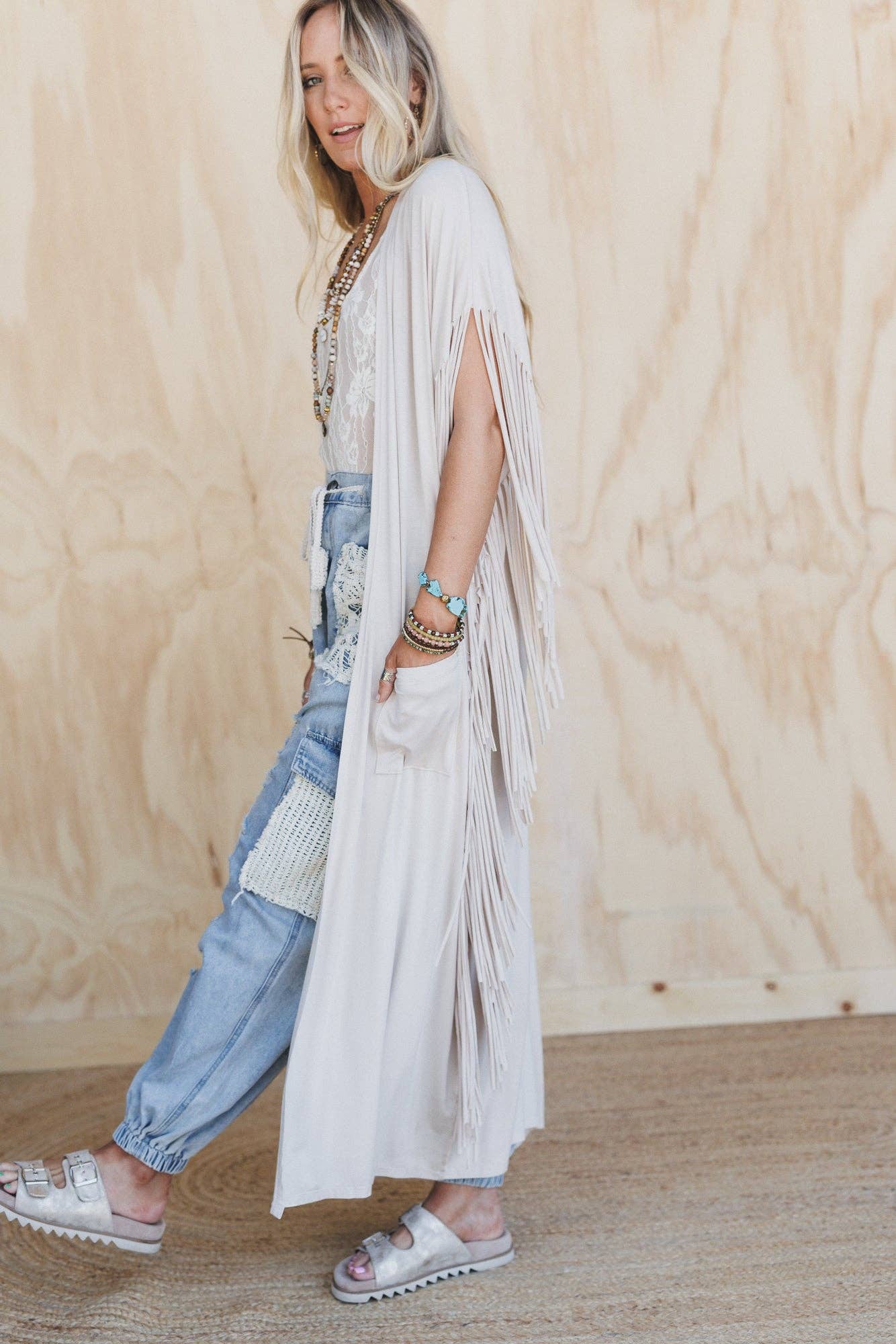 Western Showstopper Duster Kimono - Oat: Oat / M