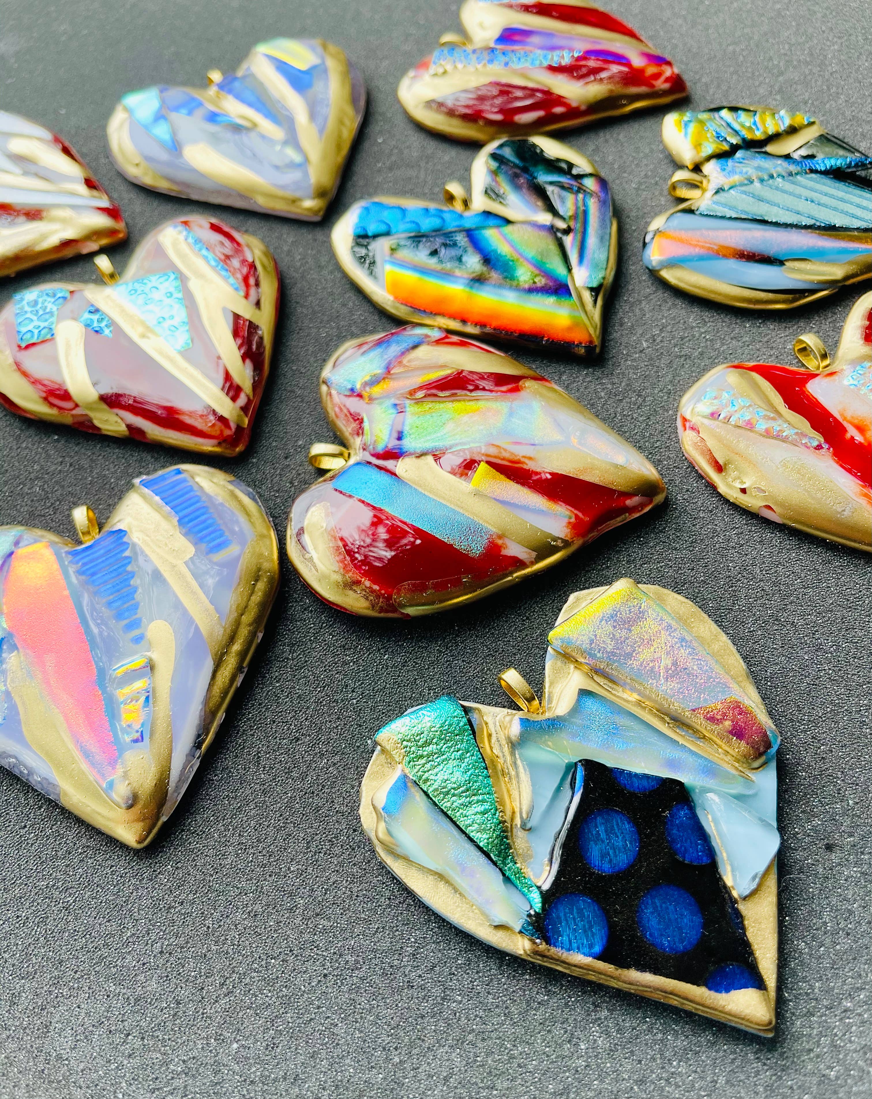 4.5" Glass Graffiti Heart - Assort  - Ornament - Valentine  