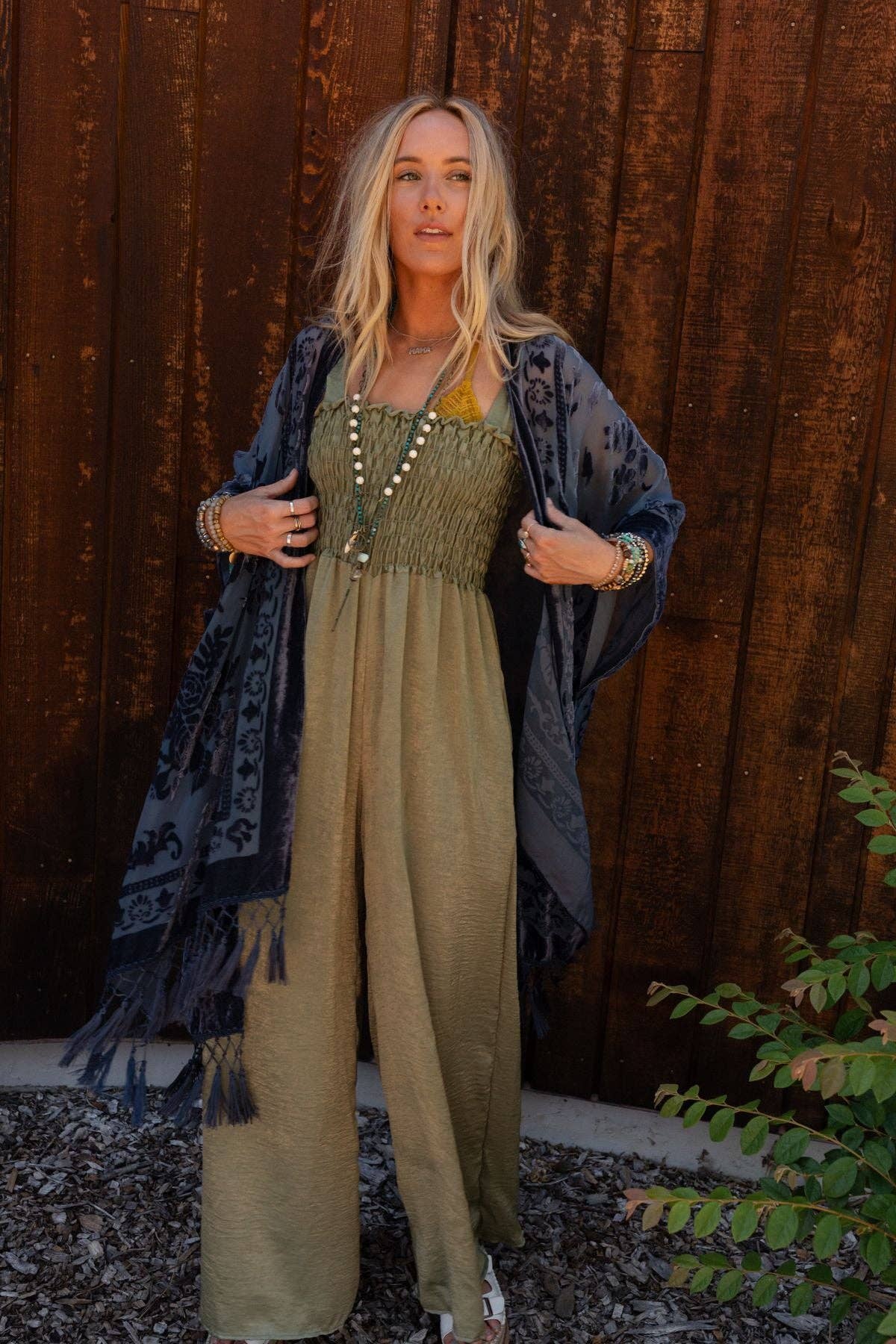 Winter Favorite: Crushin' On You Velvet Kimono - Navy Blue: OS