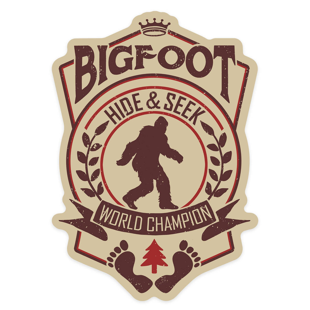 Vinyl Sticker Bigfoot, Hide and Seek World Champion