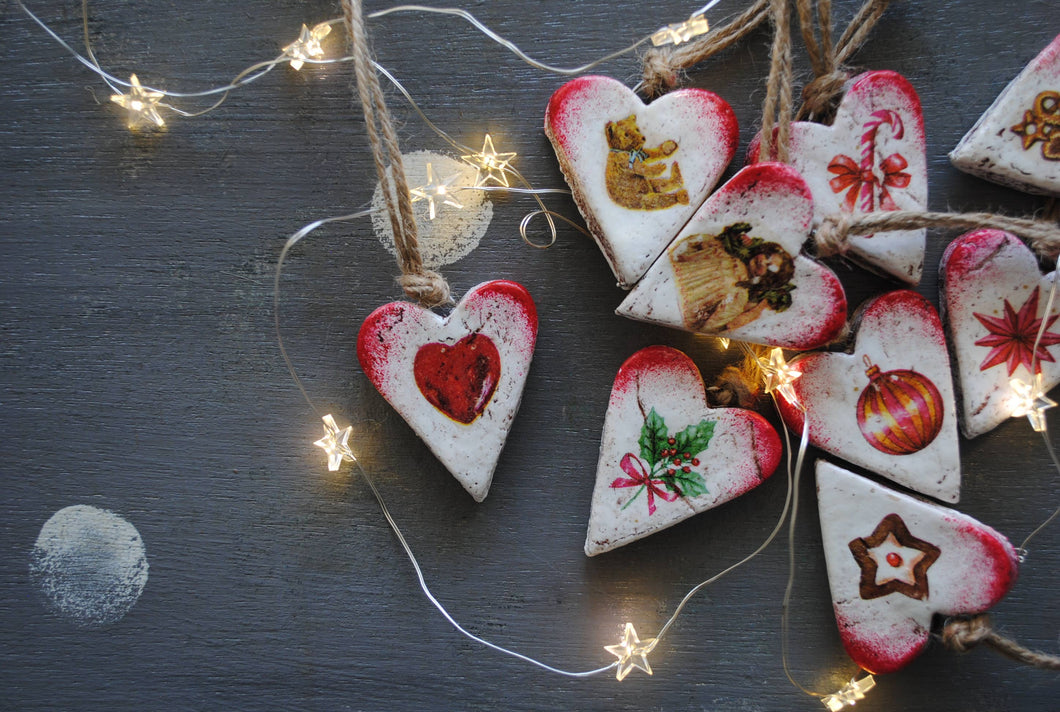 Retro Heart Christmas Ornaments