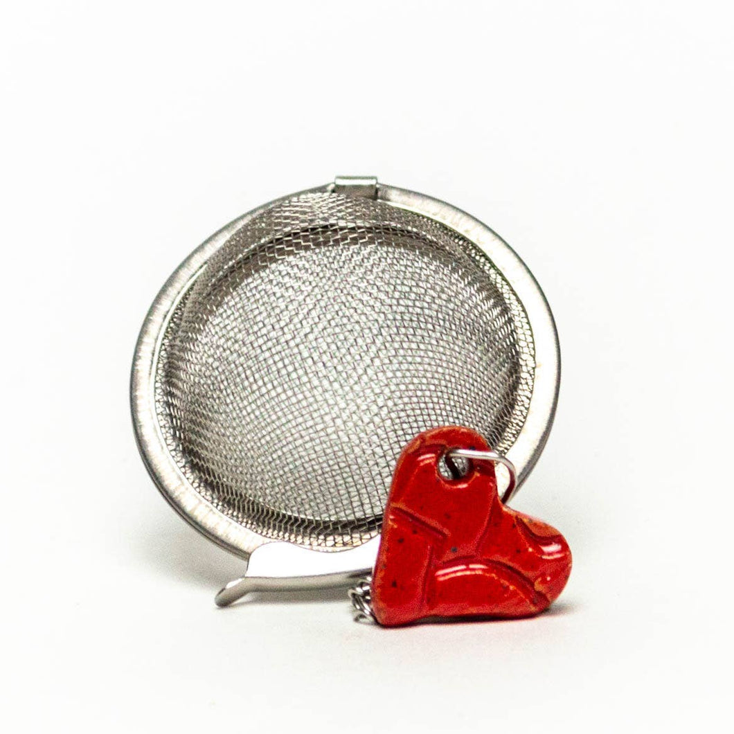 Ceramic Heart Charm Tea Ball Infuser/Steeper - Handmade