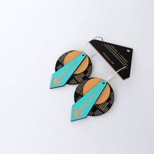 Load image into Gallery viewer, Architectural Lightweight Leather + Birch earring: Arrow GEO
