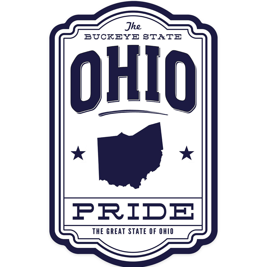 STICKER Ohio State Pride, Blue on White