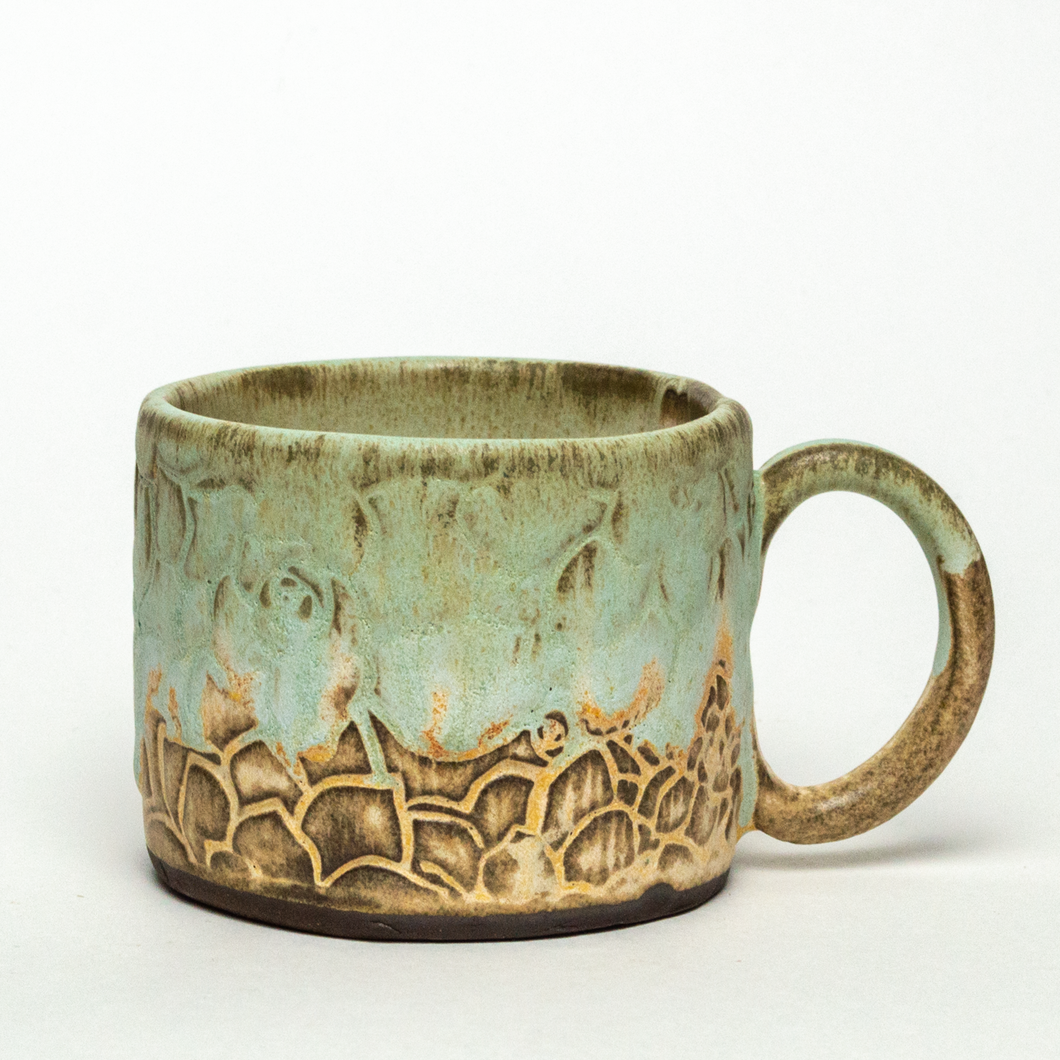 Green Succulent Pattern Handmade Ceramic 8oz Mug