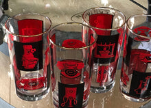 Load image into Gallery viewer, Vintage red black telephone graphics, MCM tumblers
