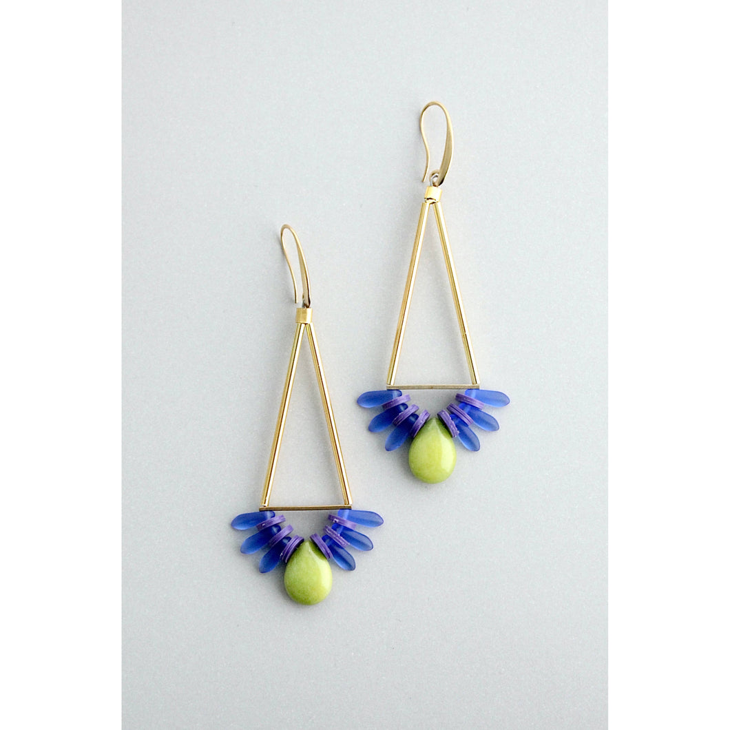GNDE95 blue, purple, and green geometric earrings