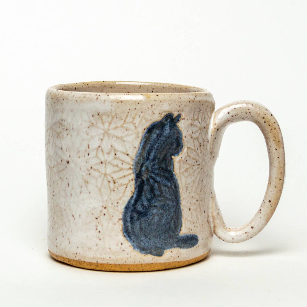 Sitting Cat Design Handmade, in Ohio, Ceramic White 10oz Mug