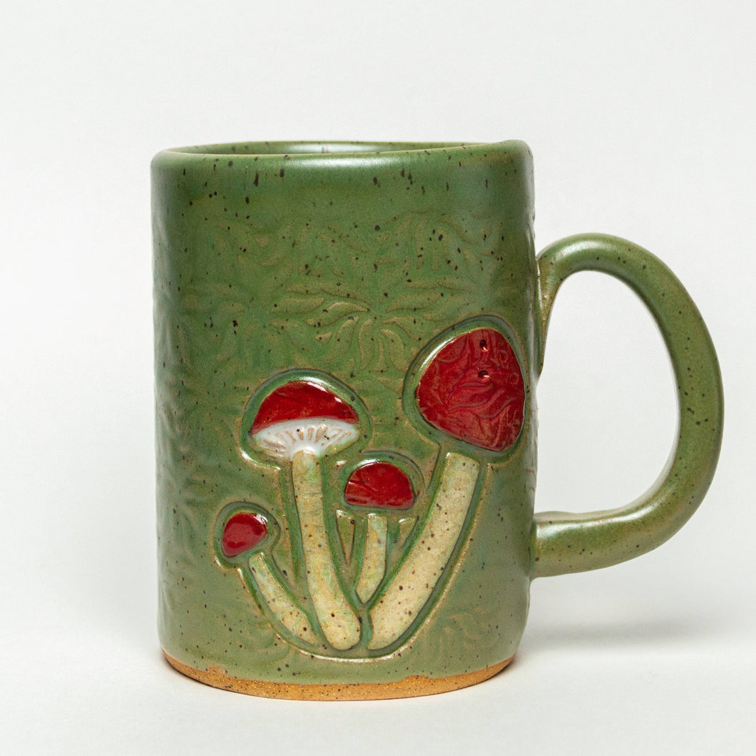 Mushroom Design Handmade, in Ohio, Ceramic Green 16oz Mug