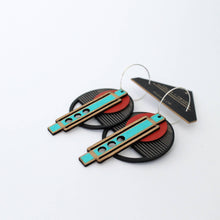 Load image into Gallery viewer, Architectural Lightweight Leather+Birch earring: Wright RoB

