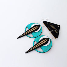 Load image into Gallery viewer, Architectural Lightweight Leather + Birch earring: Naja TQ
