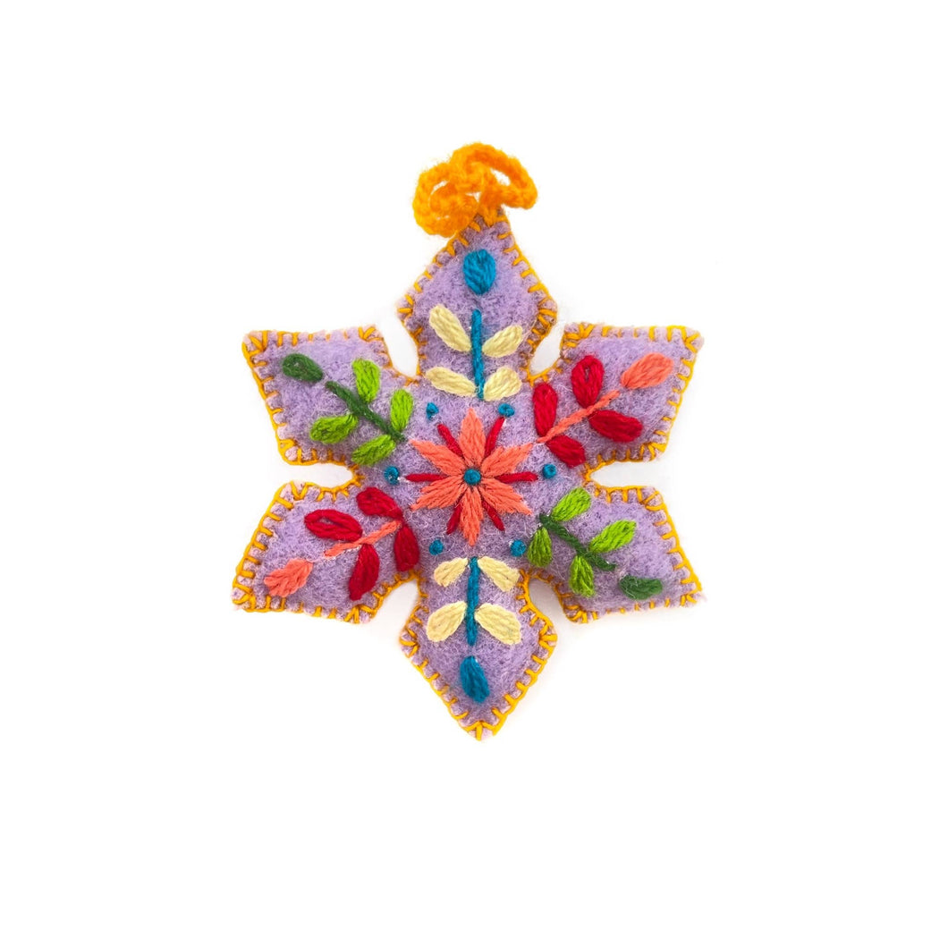 Colorful Snowflake Embroidered Ornament, Various Colors