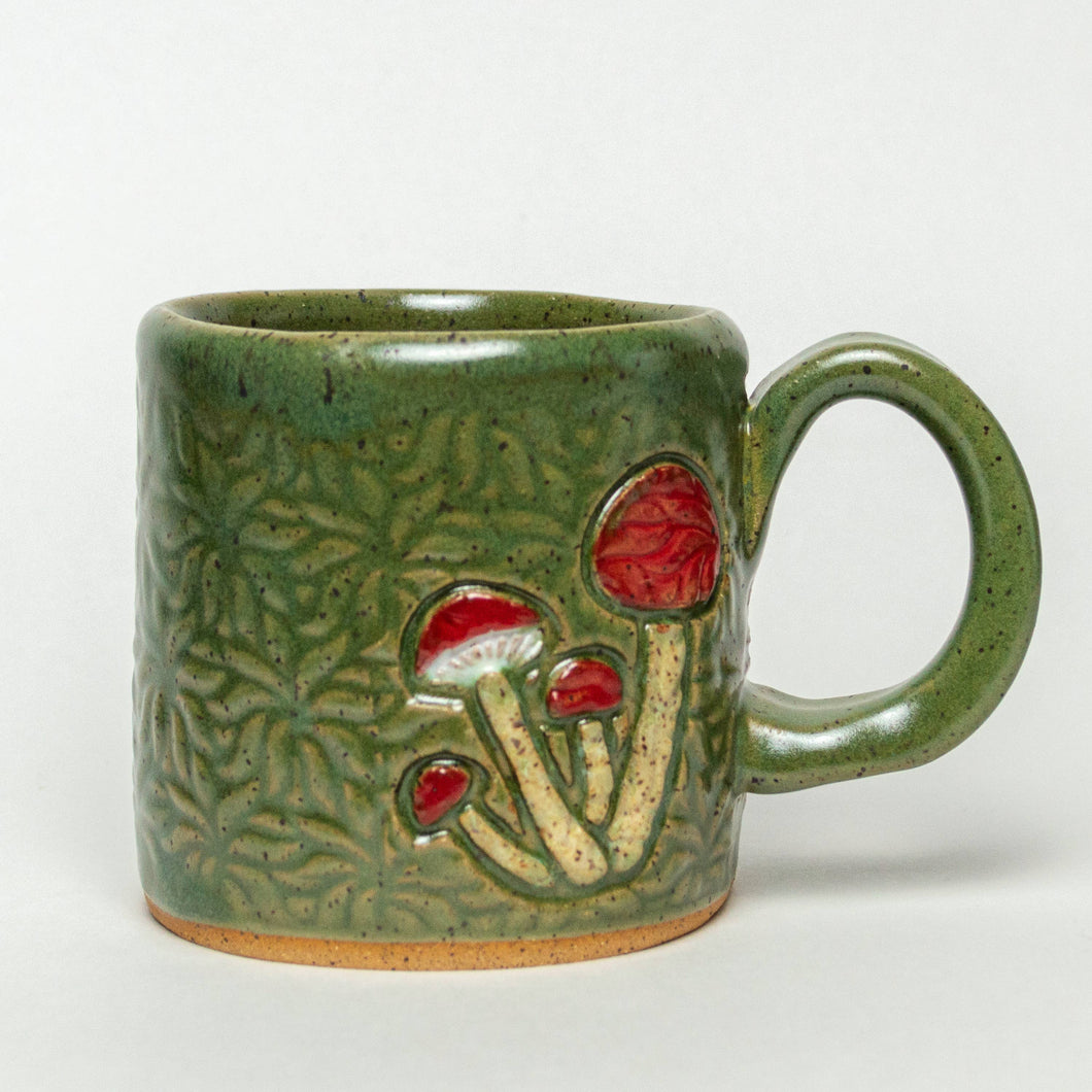 Mushroom Design Handmade, in Ohio, Ceramic Green 10oz Mug
