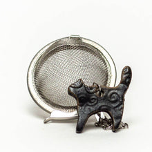 Load image into Gallery viewer, Ceramic Black Cat Charm Tea Ball Infuser/Steeper - Handmade
