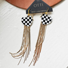Load image into Gallery viewer, *new* 18K Gold Glamour Fringe earring: Checkerboard
