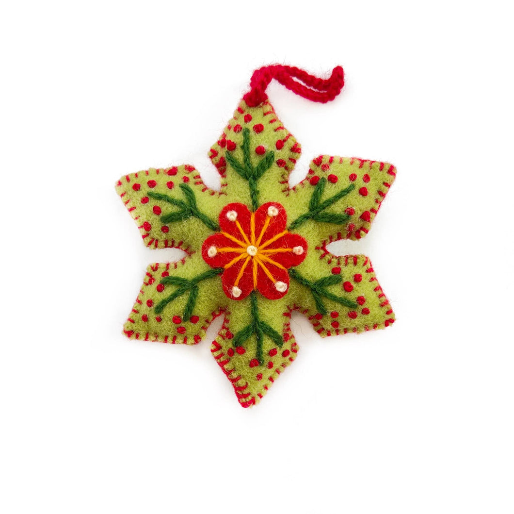 Colorful Snowflake Embroidered Ornament, Various Colors
