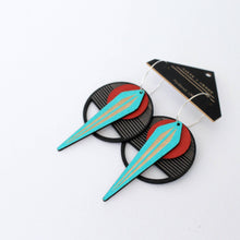 Load image into Gallery viewer, Architectural Lightweight Leather + Birch earring: Naja RoB
