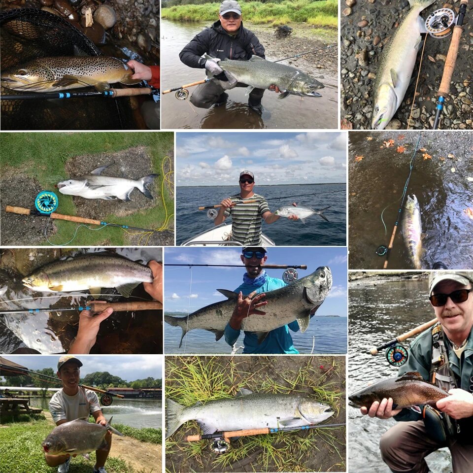 SkyTouch Spey/Switch Travel Fly Fishing Rod - 7 Wt. - 11 Ft. - 5 Sections (w/Spare Tip) Carbon Fiber, With Sleeve, Tube and with Changeable Fighting Butts