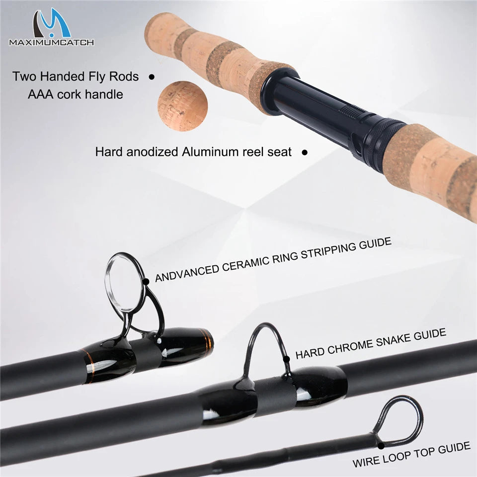 SkyTouch Spey/Switch Fly Fishing Rod - (w/Spare Tip) Carbon Fiber, With Sleeve, Tube and Spare Butt