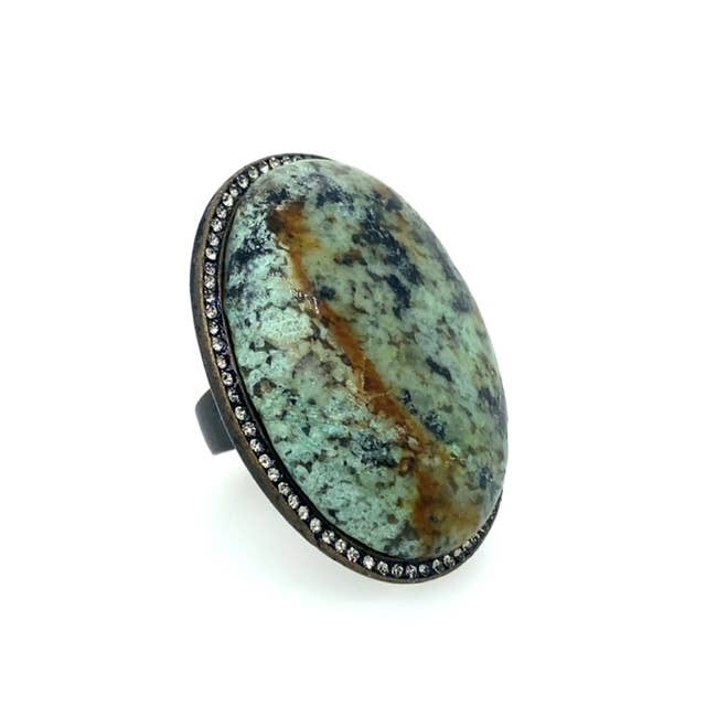 Oversized Oval Cabochon Ring: 7 / African Turq