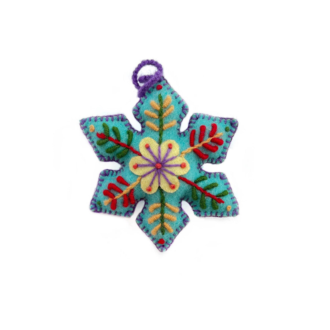 Colorful Snowflake Embroidered Ornament, Various Colors