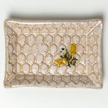 Load image into Gallery viewer, Bee Pattern Handmade Ceramic White Trinket Dish
