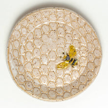 Load image into Gallery viewer, Honey Bee Pattern Ceramic Rd Trinket Dish Handmade in Ohio
