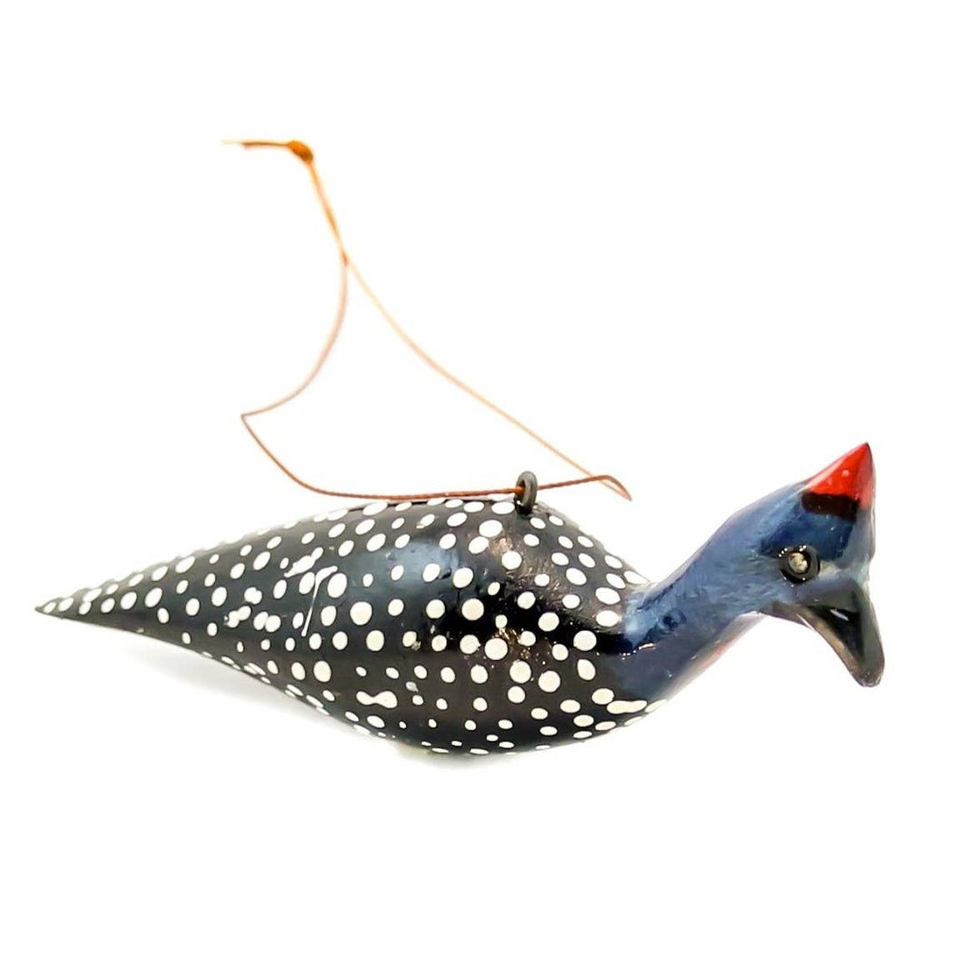 Guinea Fowl Wood Bird Ornament